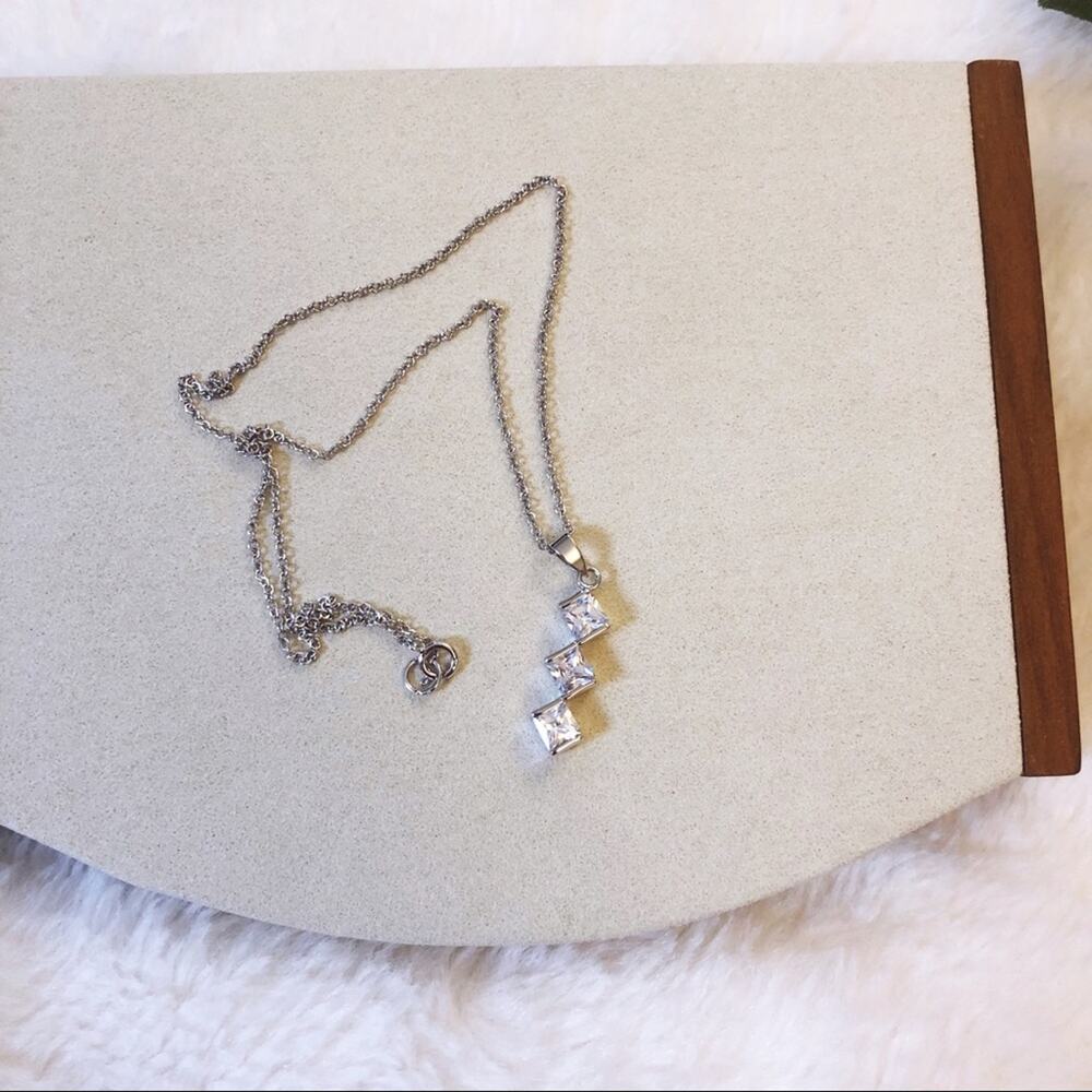 Sterling Silver Trio Crystal Necklace - Picture 7 of 8